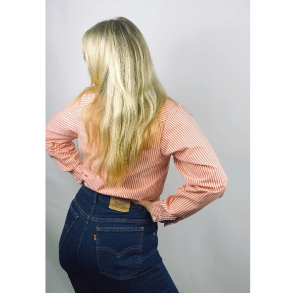 Vintage 1980’s ‘Separate Sensations’ Cotton Dress Shirt in Red Stripes - M - Picture 5 of 8